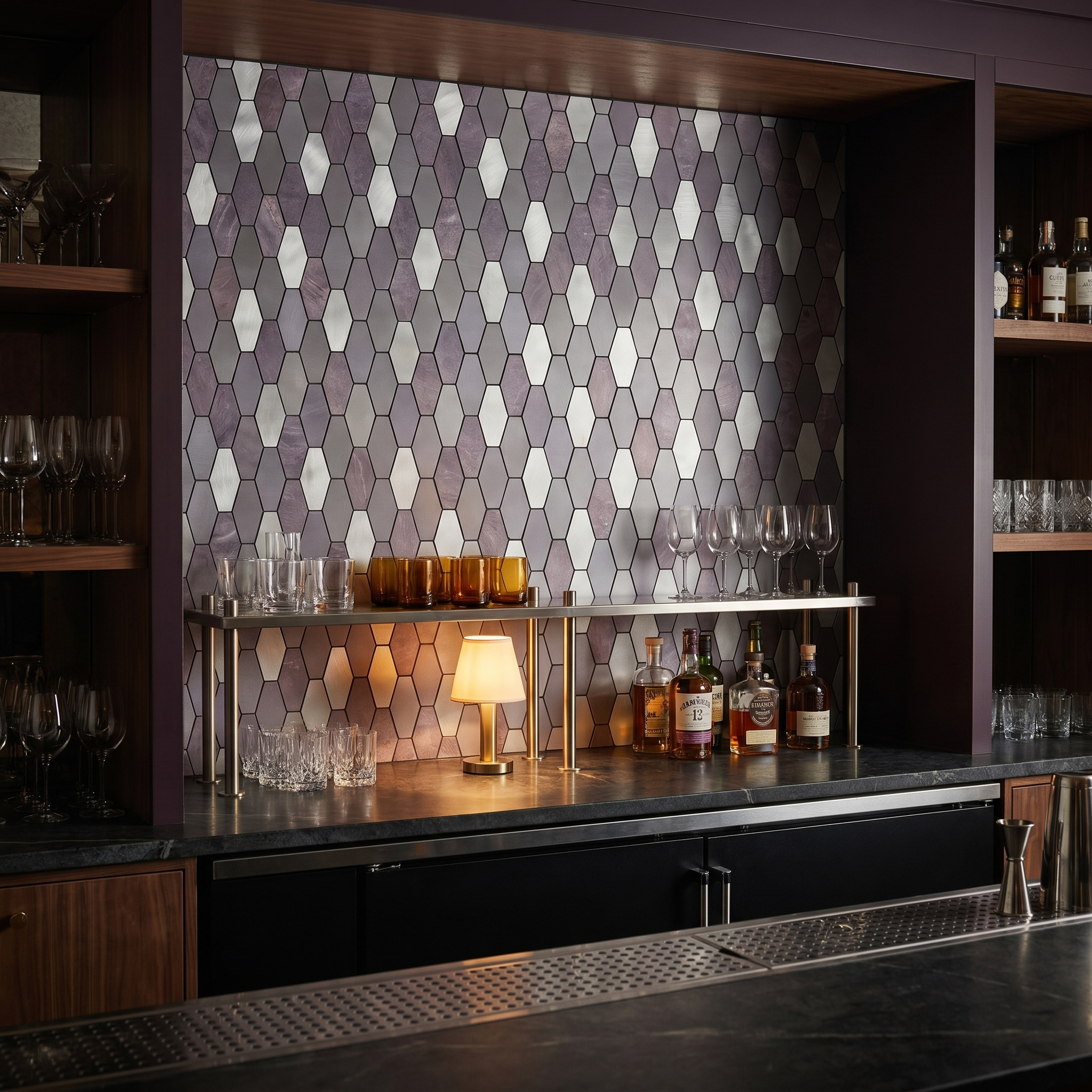 Peel and Stick Backsplash | Picket Purple | 11.81×11.81"