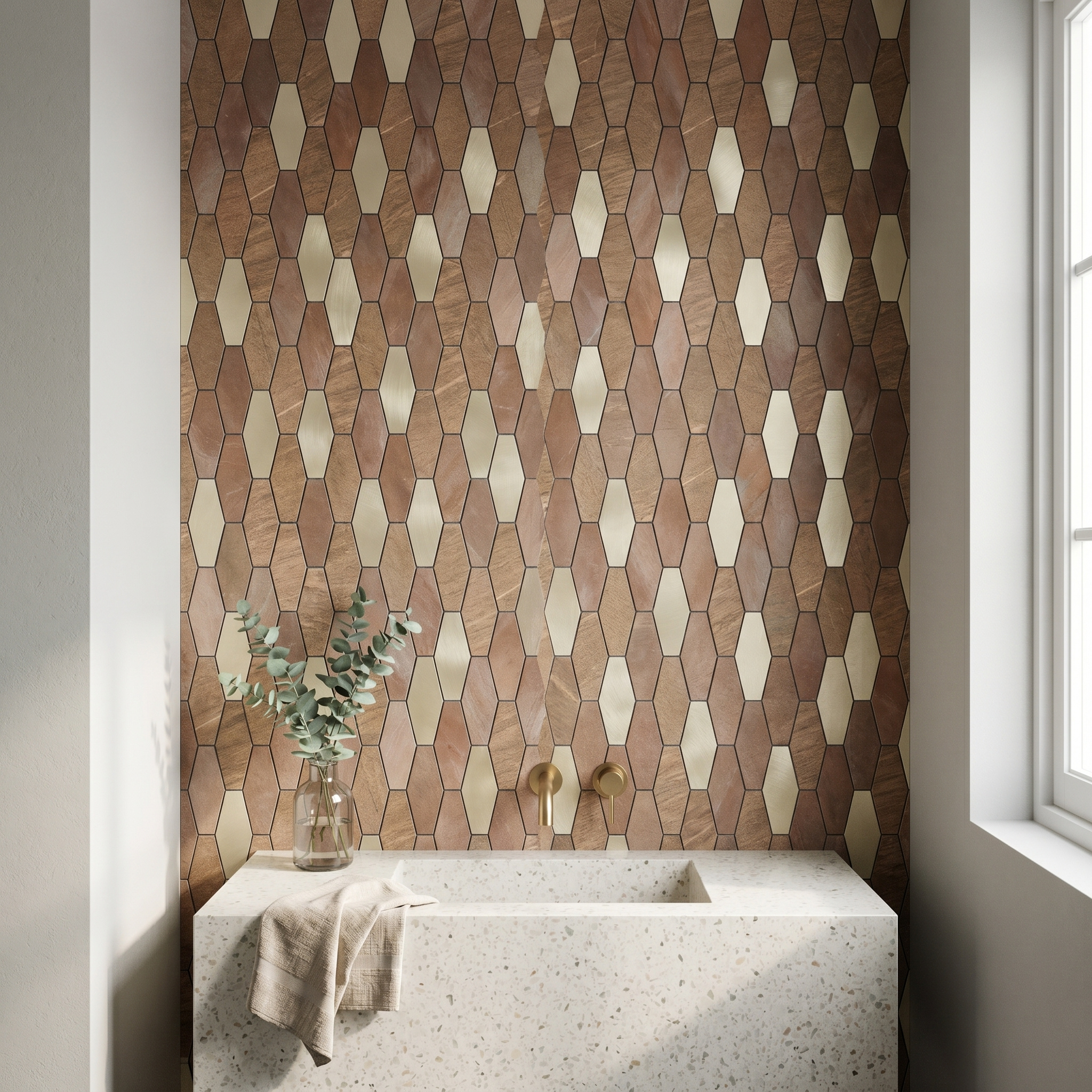 Peel and Stick Backsplash | Picket Brown | 11.81×11.81"