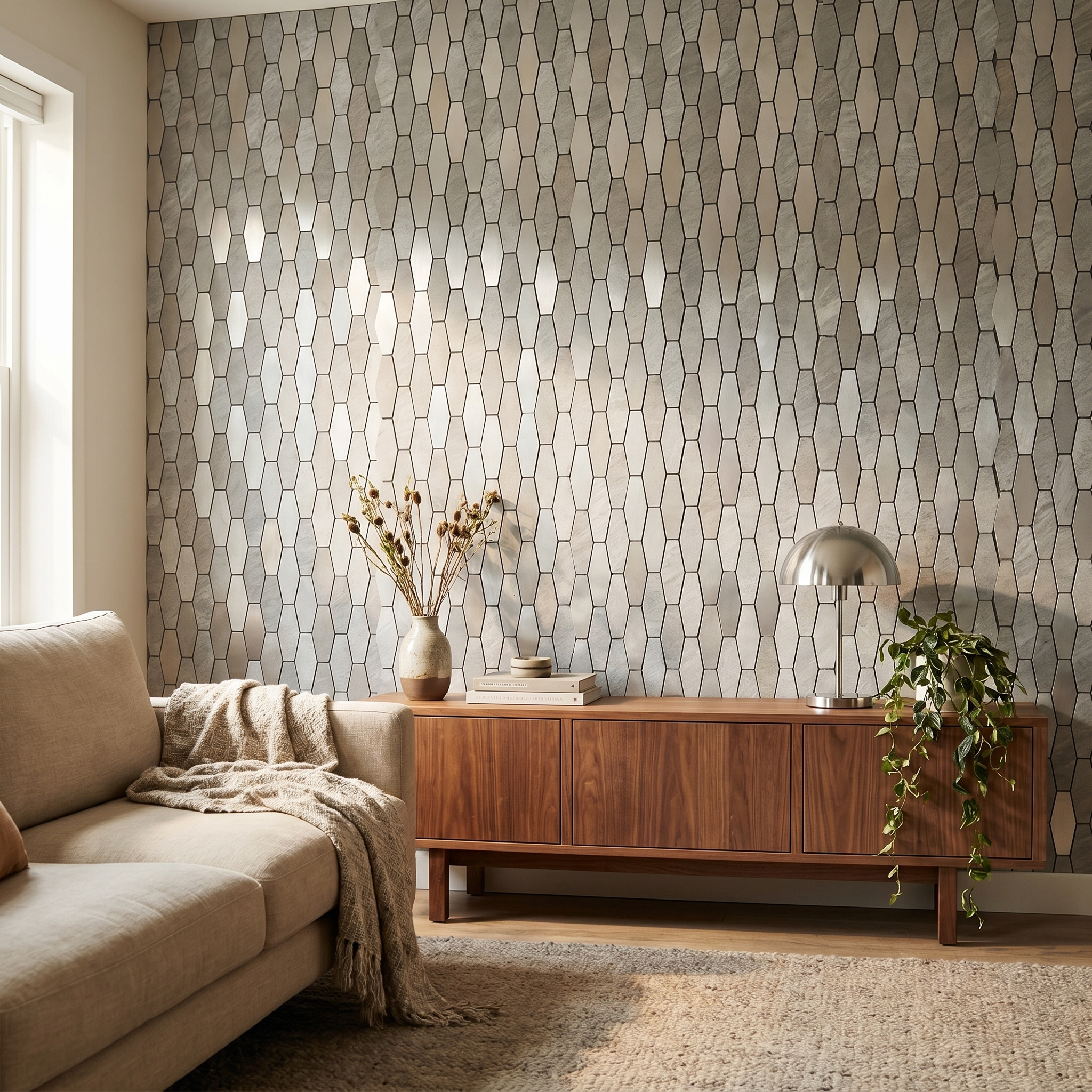 Peel and Stick Backsplash | Picket Silver | 11.81×11.81"