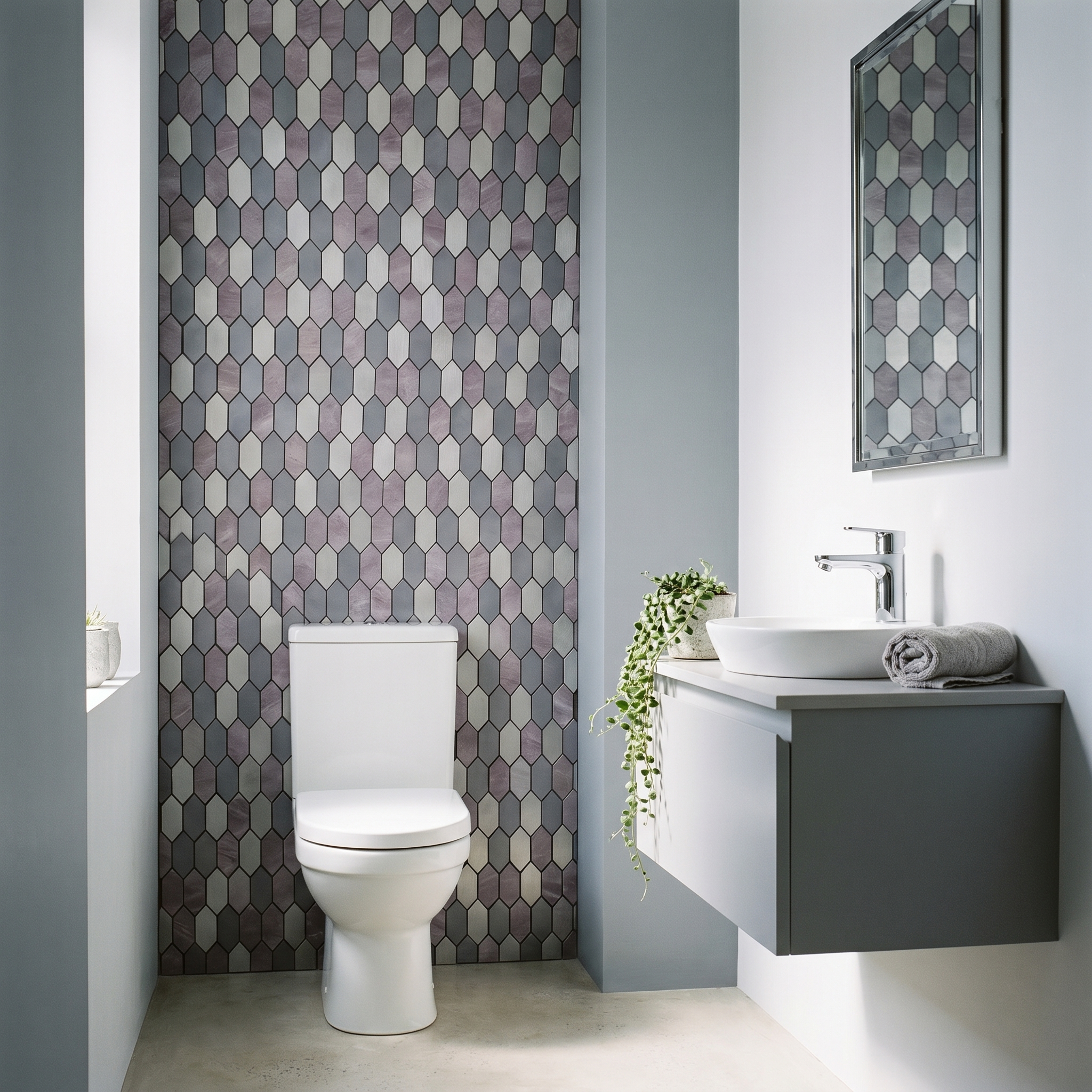 Peel and Stick Backsplash | Picket Mauve | 11.81×11.81"