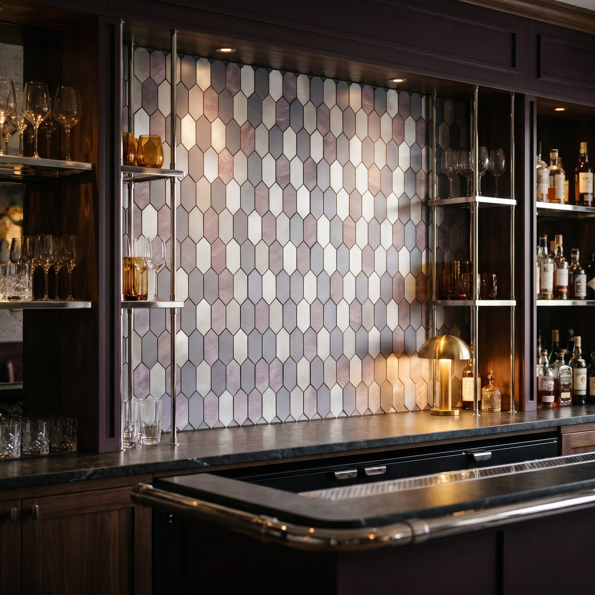Peel and Stick Backsplash | Picket Mauve | 11.81×11.81"
