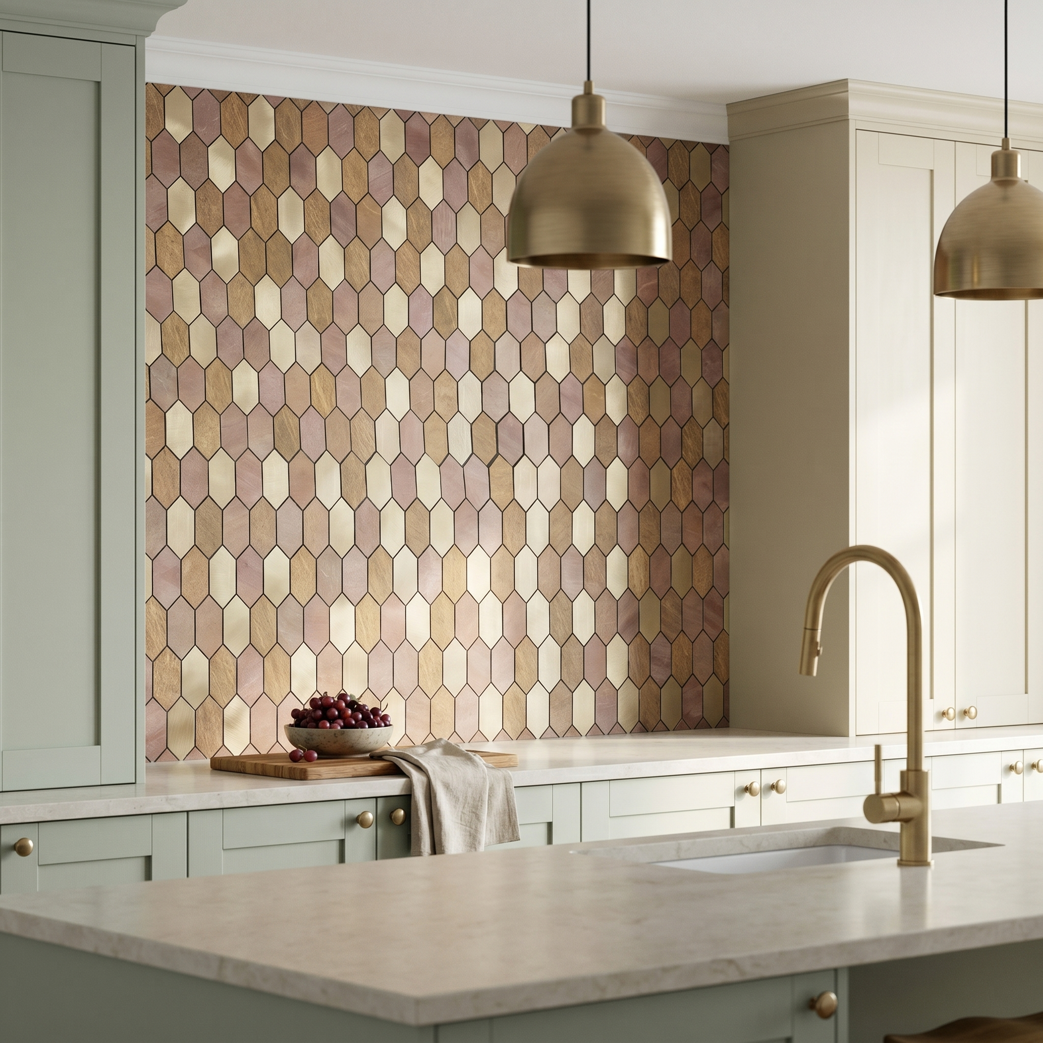 Peel and Stick Backsplash | Picket Champagne | 11.81×11.81"