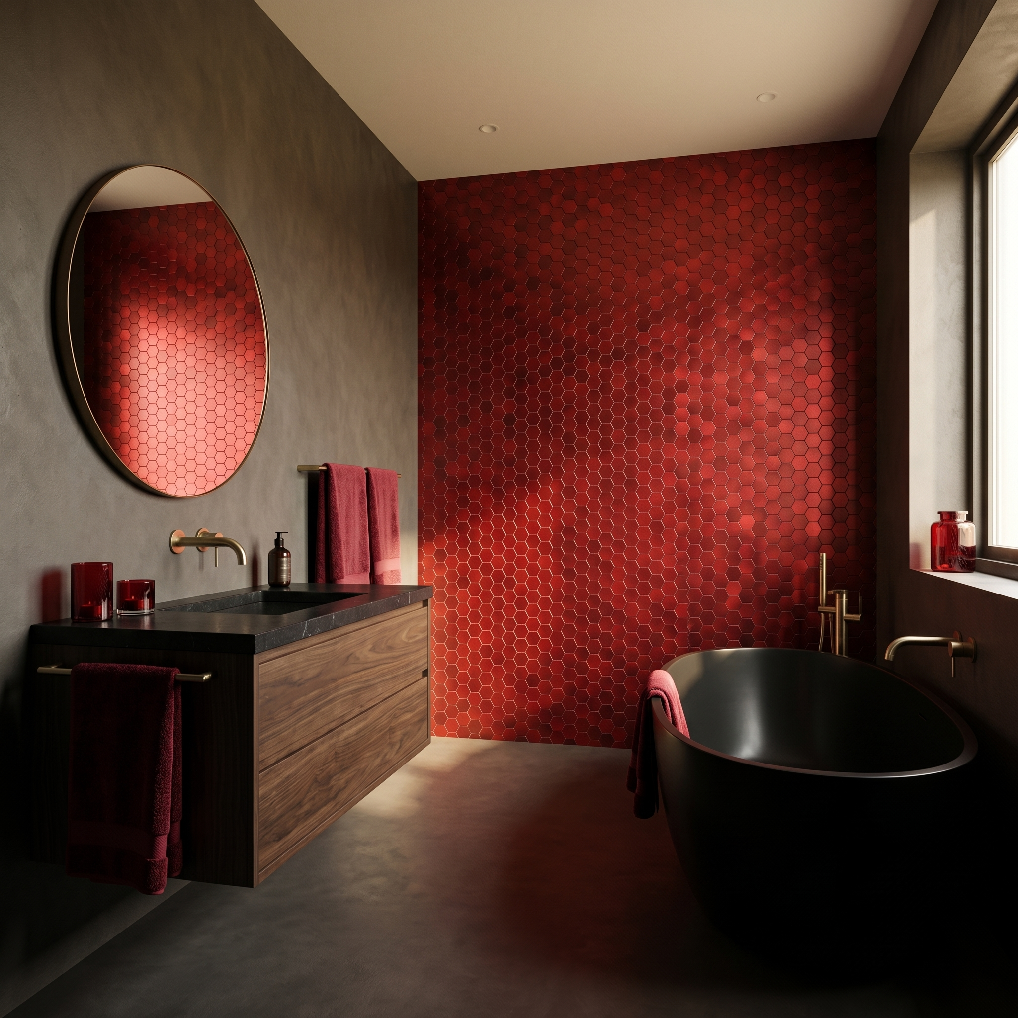 Peel and Stick Backsplash | Hexagon Red | 11.5×11.34"