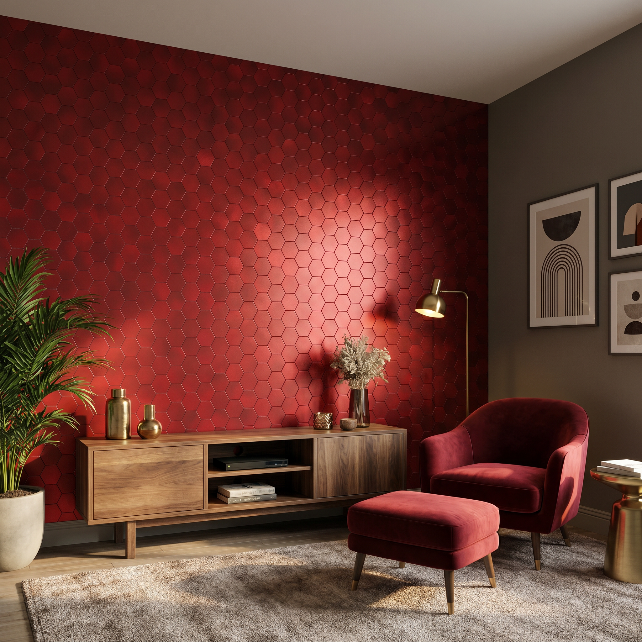 Peel and Stick Backsplash | Hexagon Red | 11.5×11.34"