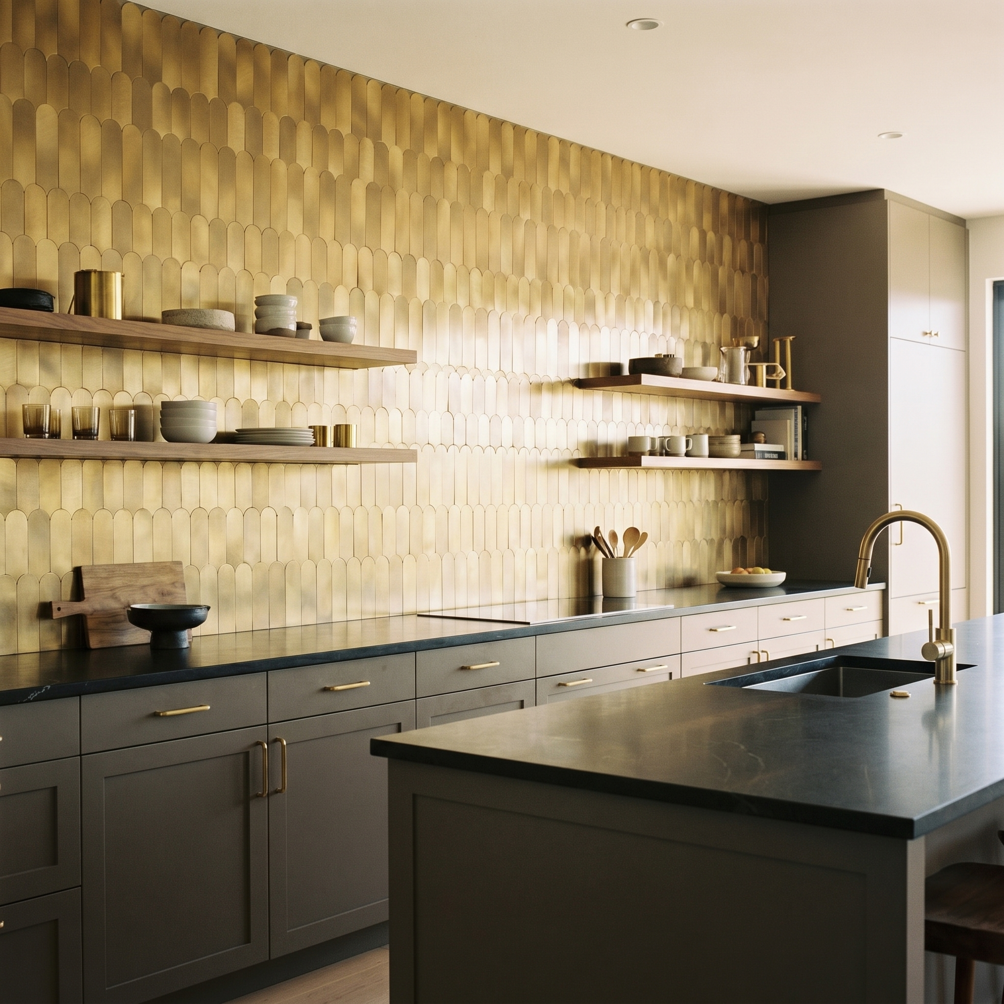 Peel and Stick Backsplash | Arch Gold | 11.73×11.34"