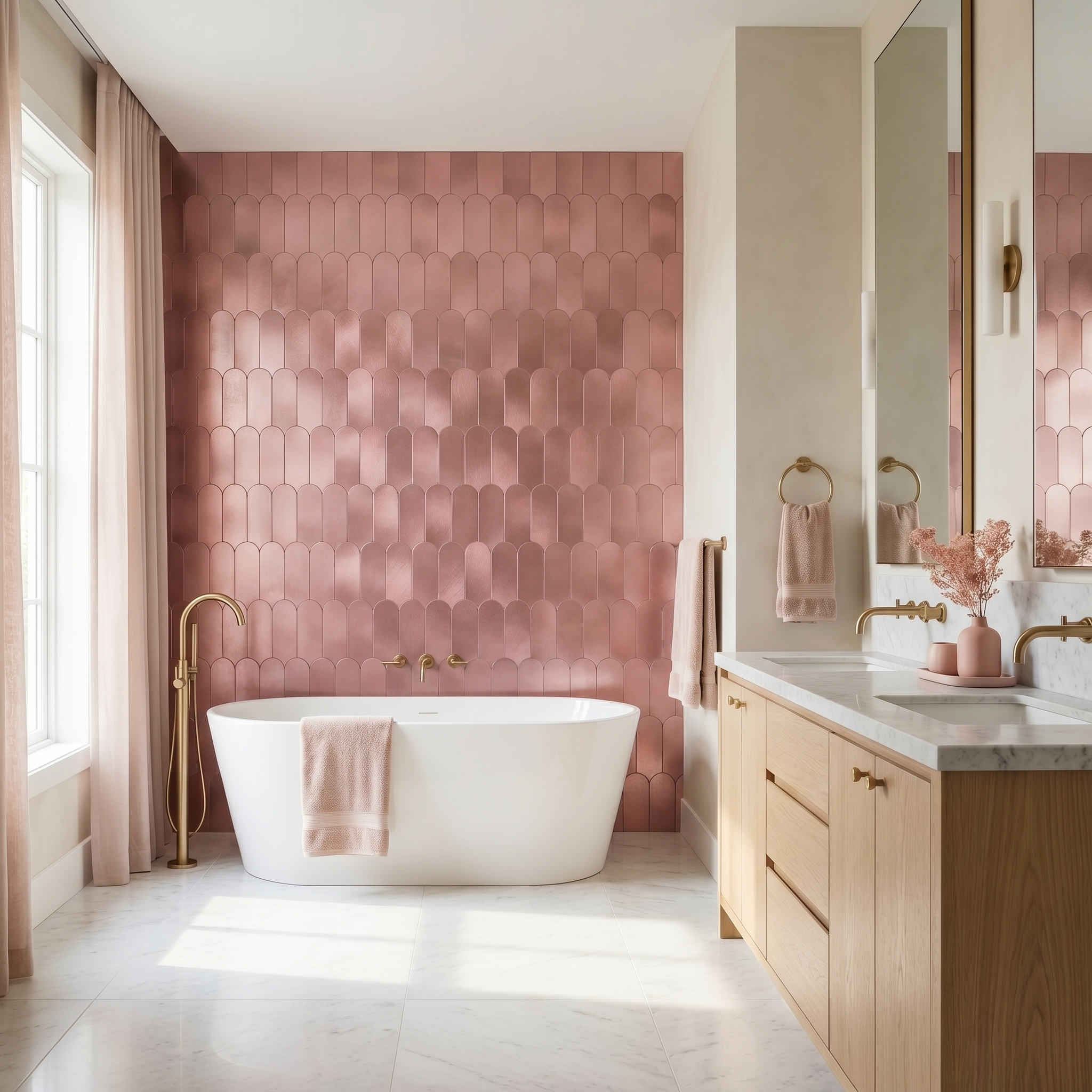 Peel and Stick Backsplash | Arch Pink | 11.73×11.34"