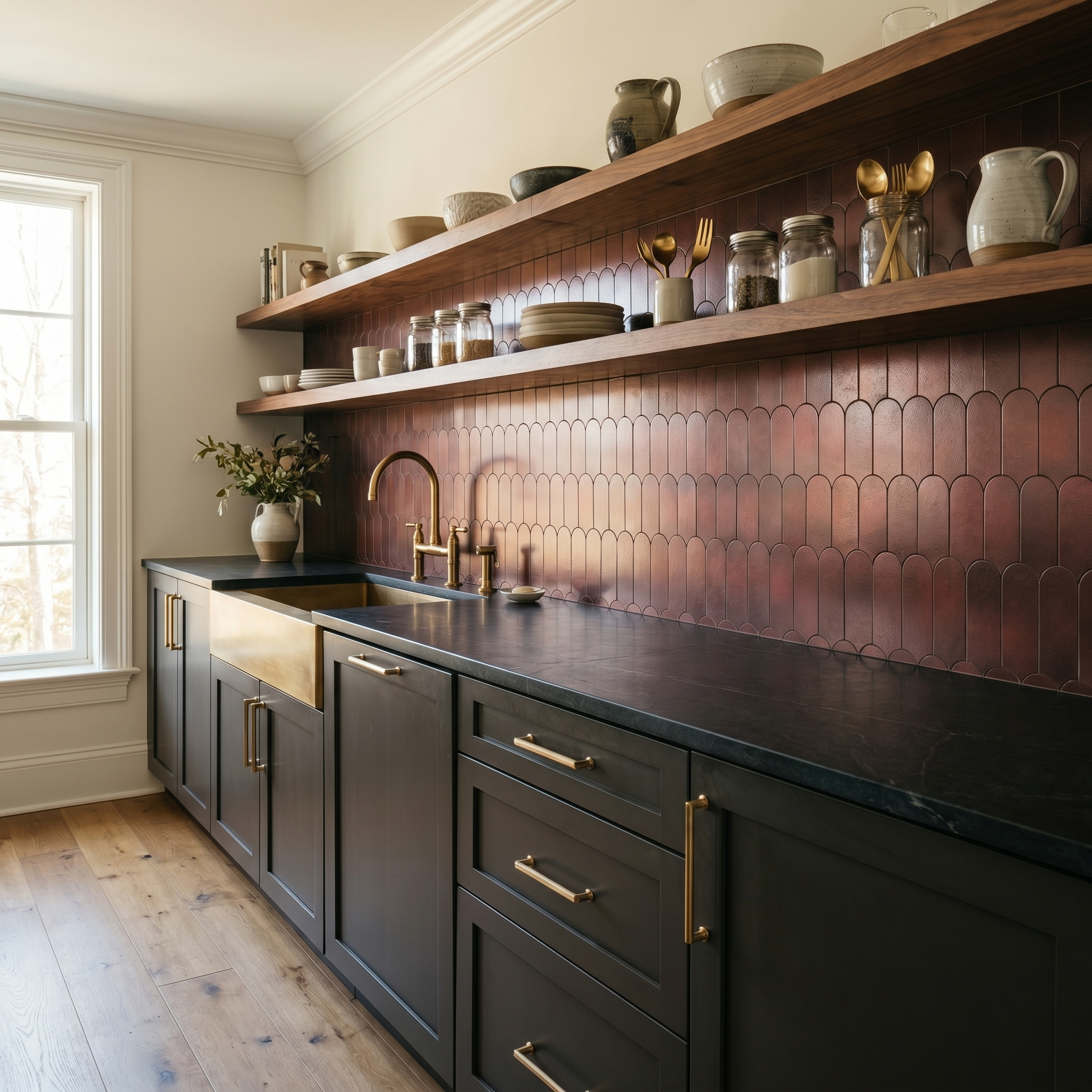 Peel and Stick Backsplash | Arch Burgundy | 11.73×11.34"