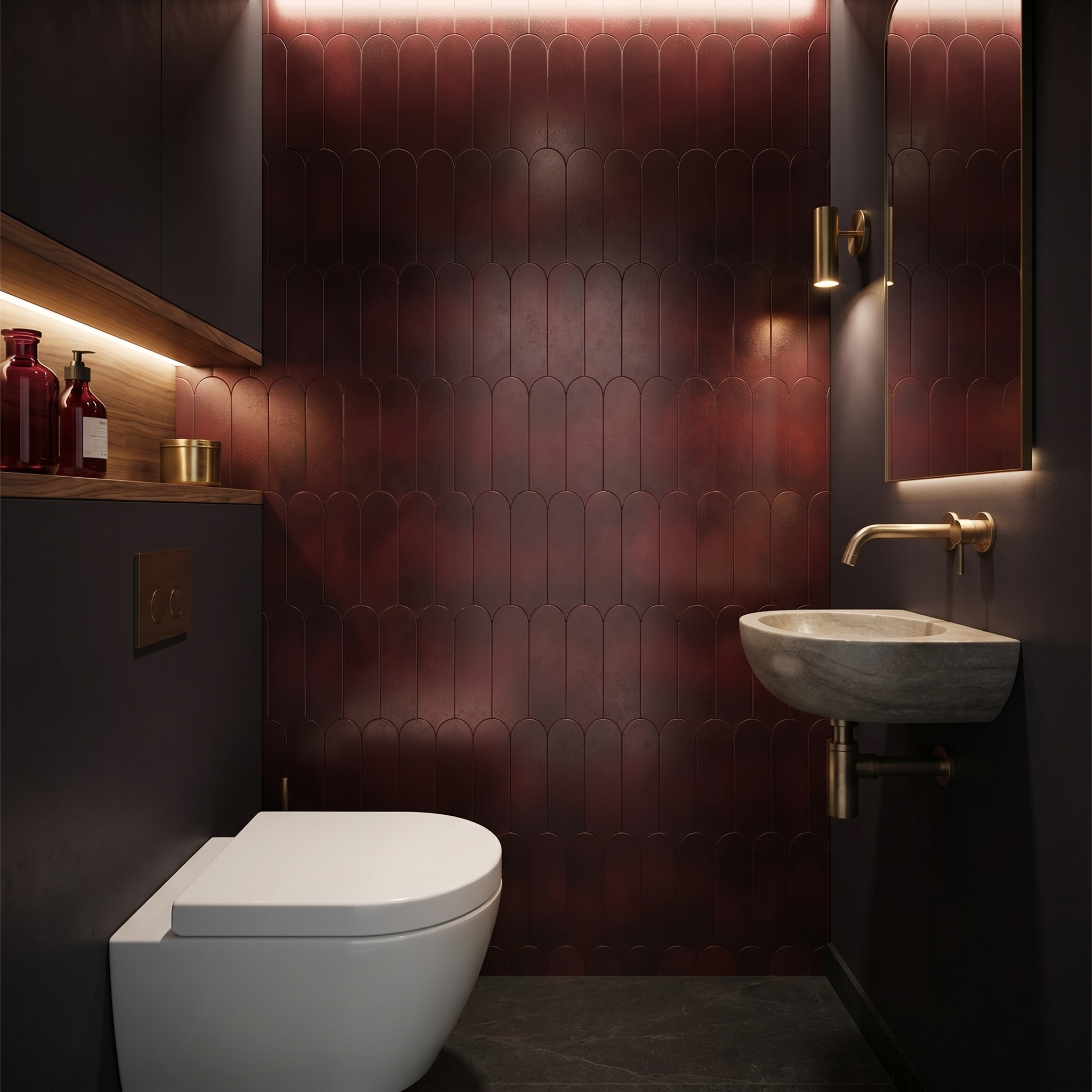 Peel and Stick Backsplash | Arch Burgundy | 11.73×11.34"