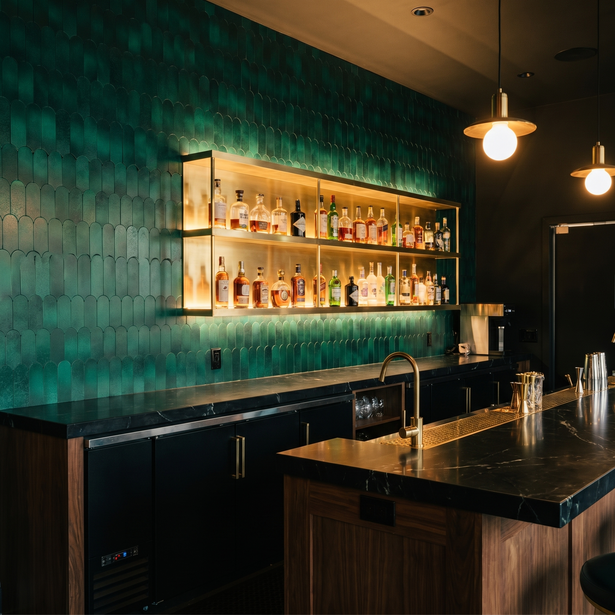 Peel and Stick Backsplash | Arch Dark Green | 11.73×11.34"