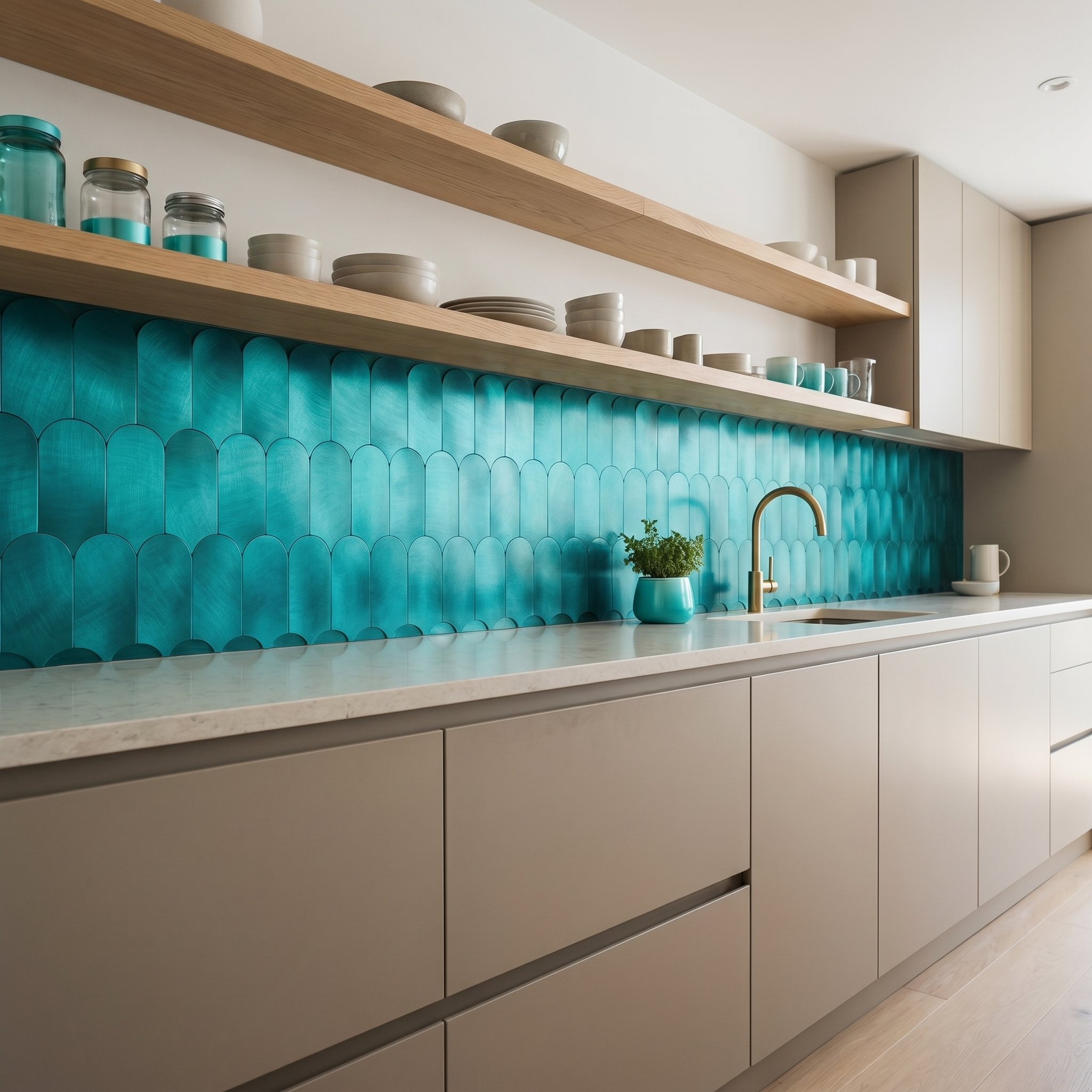Peel and Stick Backsplash | Arch Turquoise | 11.73×11.34"