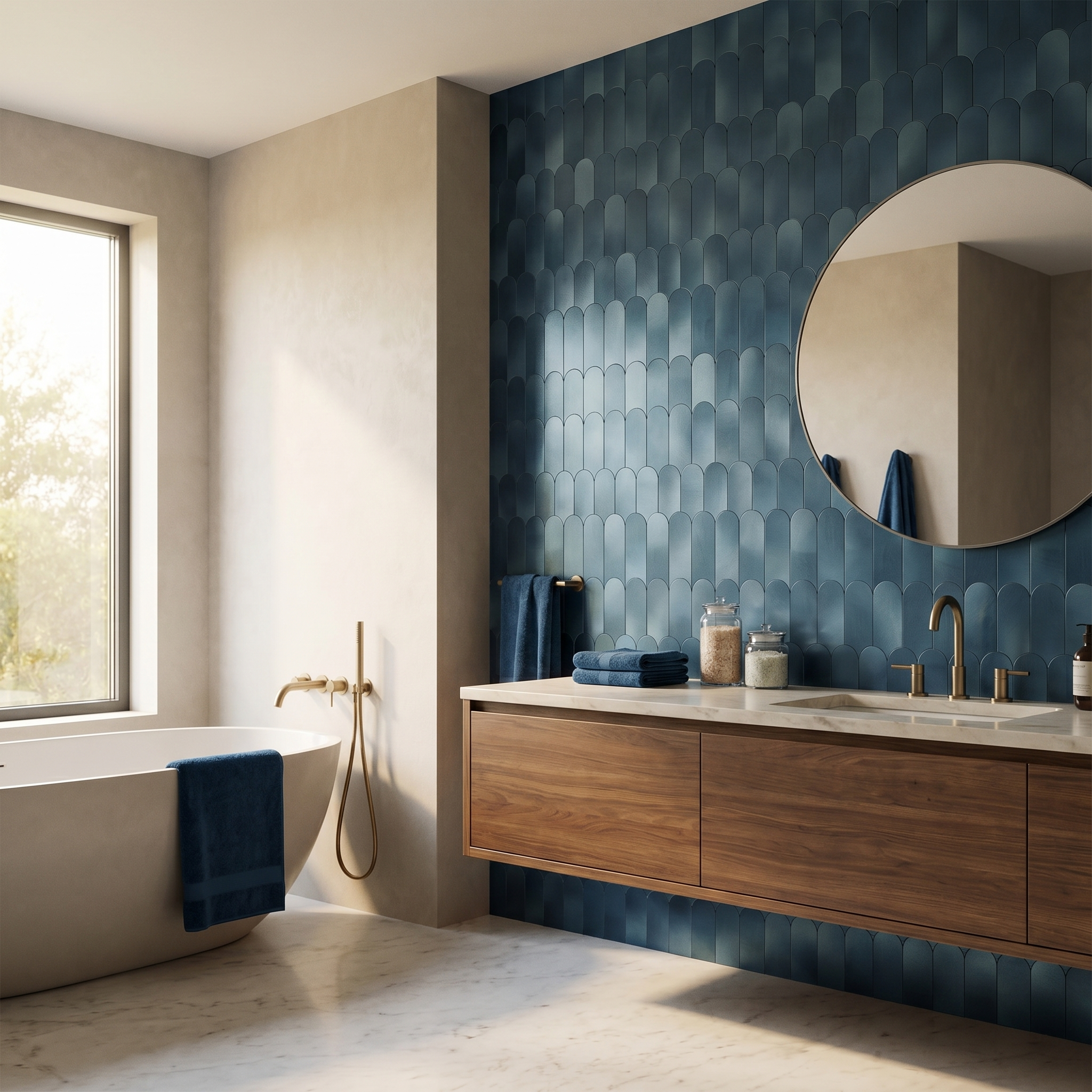 Peel and Stick Backsplash | Arch Blue | 11.73×11.34"