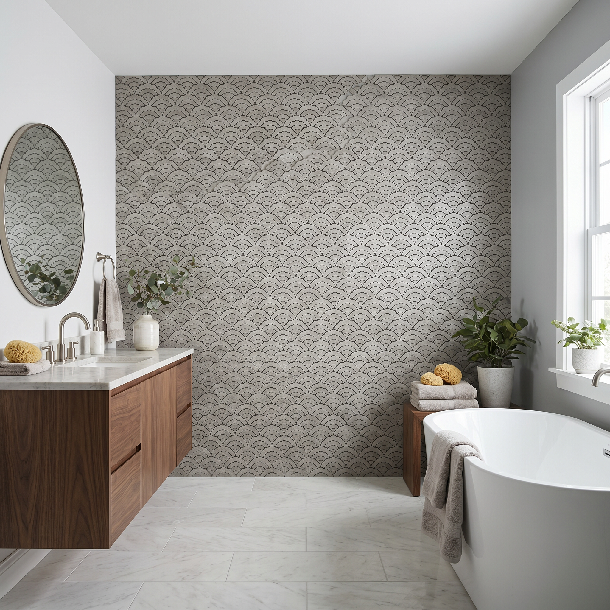 Peel and Stick Backsplash | Fan Gray | 10.55×11.06"