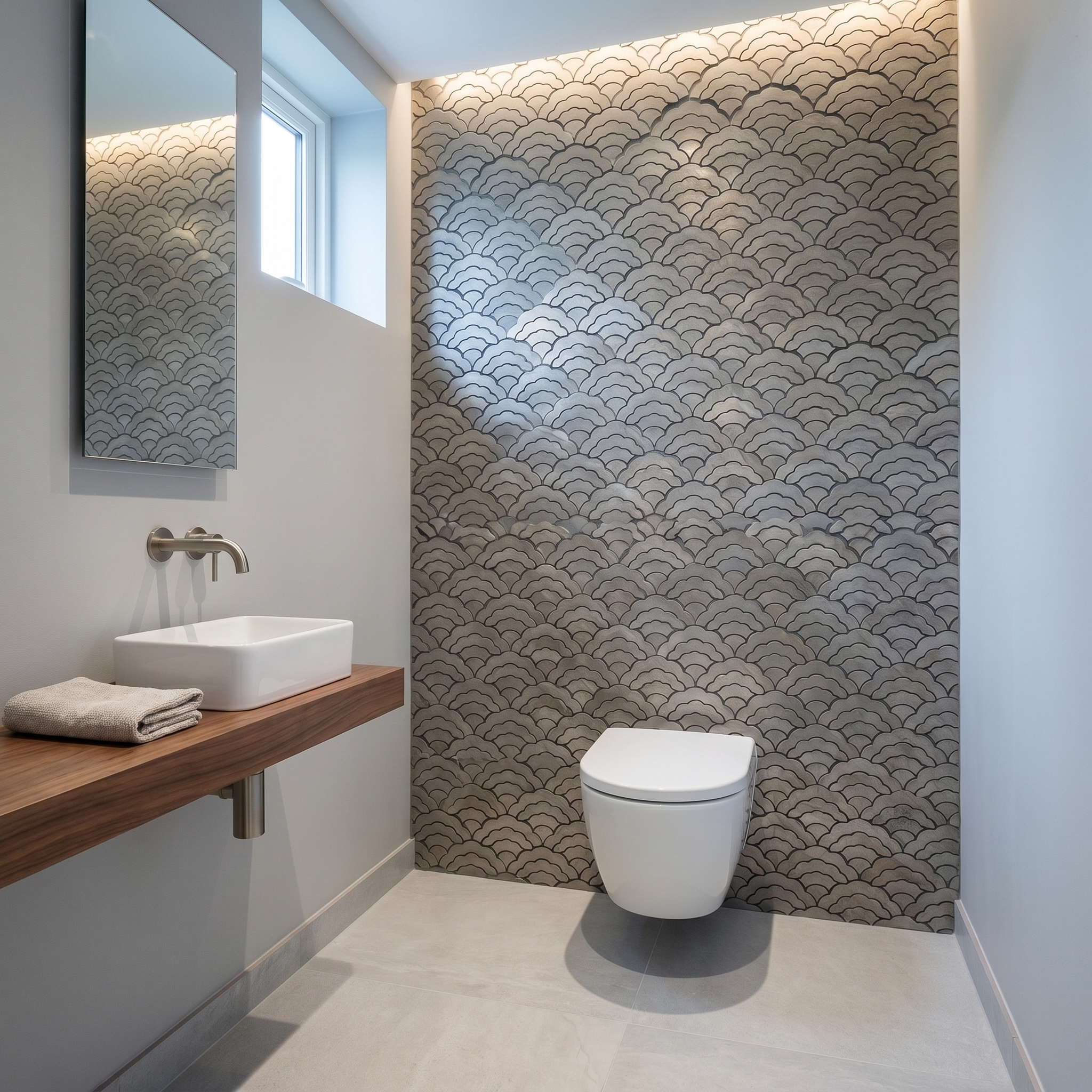 Peel and Stick Backsplash | Fan Gray | 10.55×11.06"