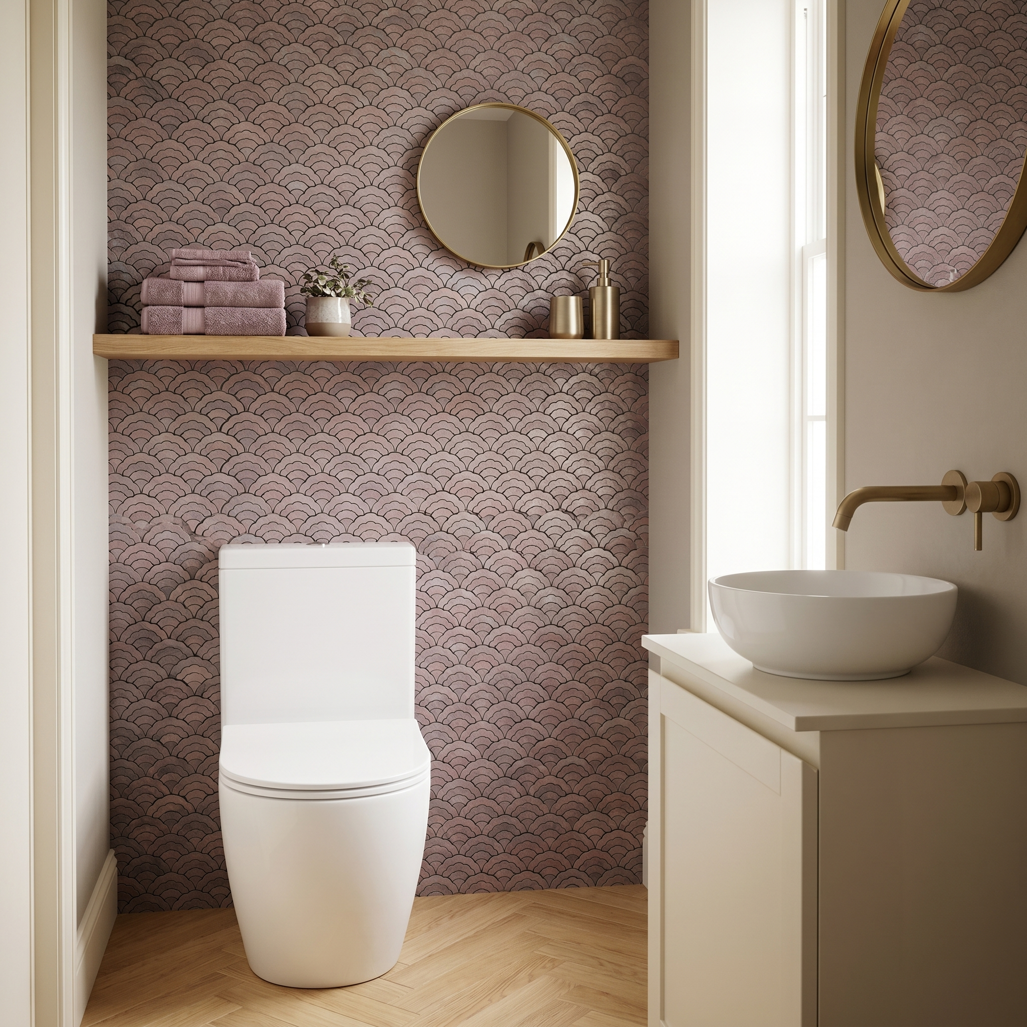Peel and Stick Backsplash | Fan Mauve | 10.55×11.06"