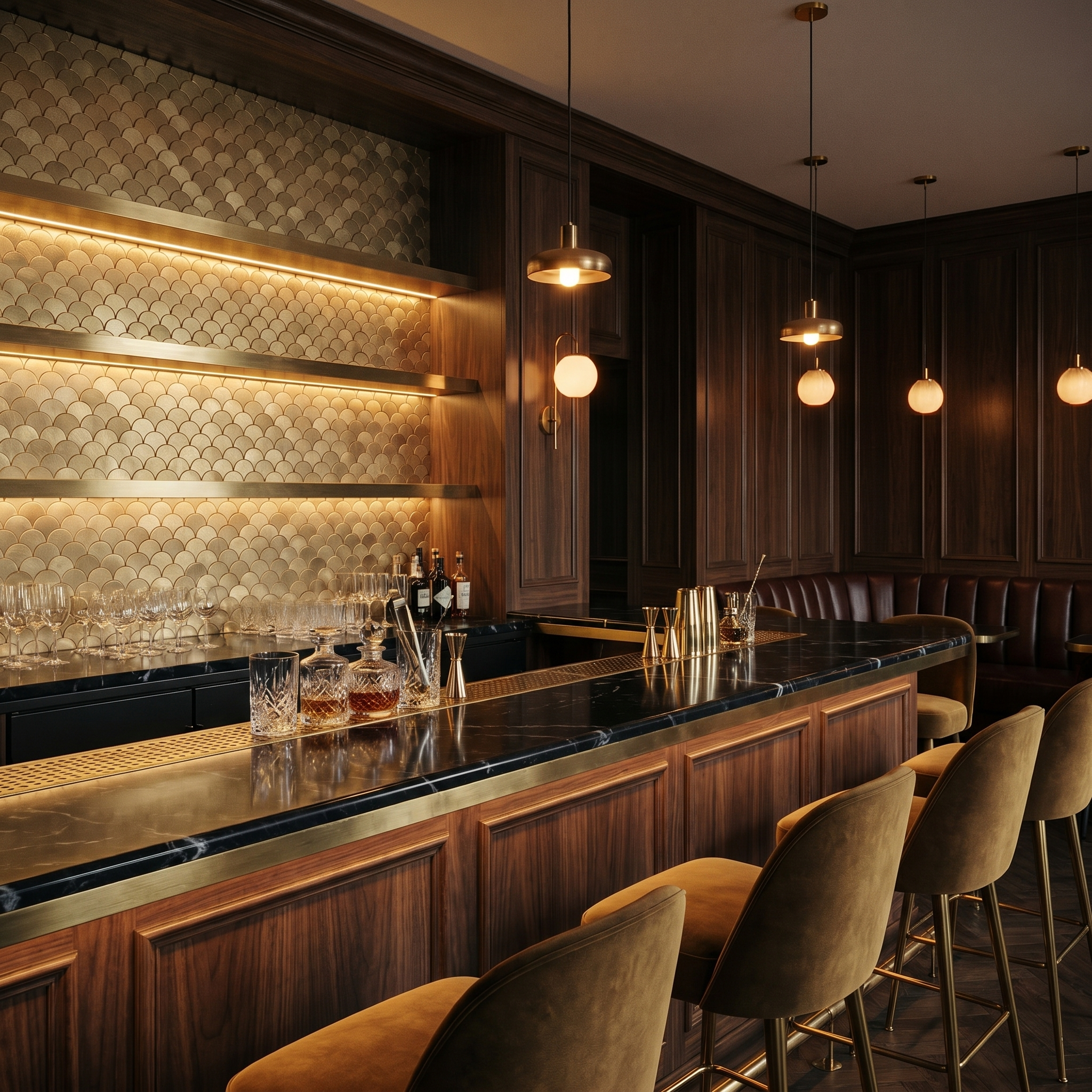 Peel and Stick Backsplash | Fish Scale 3D Gold | 11.73×11.34"