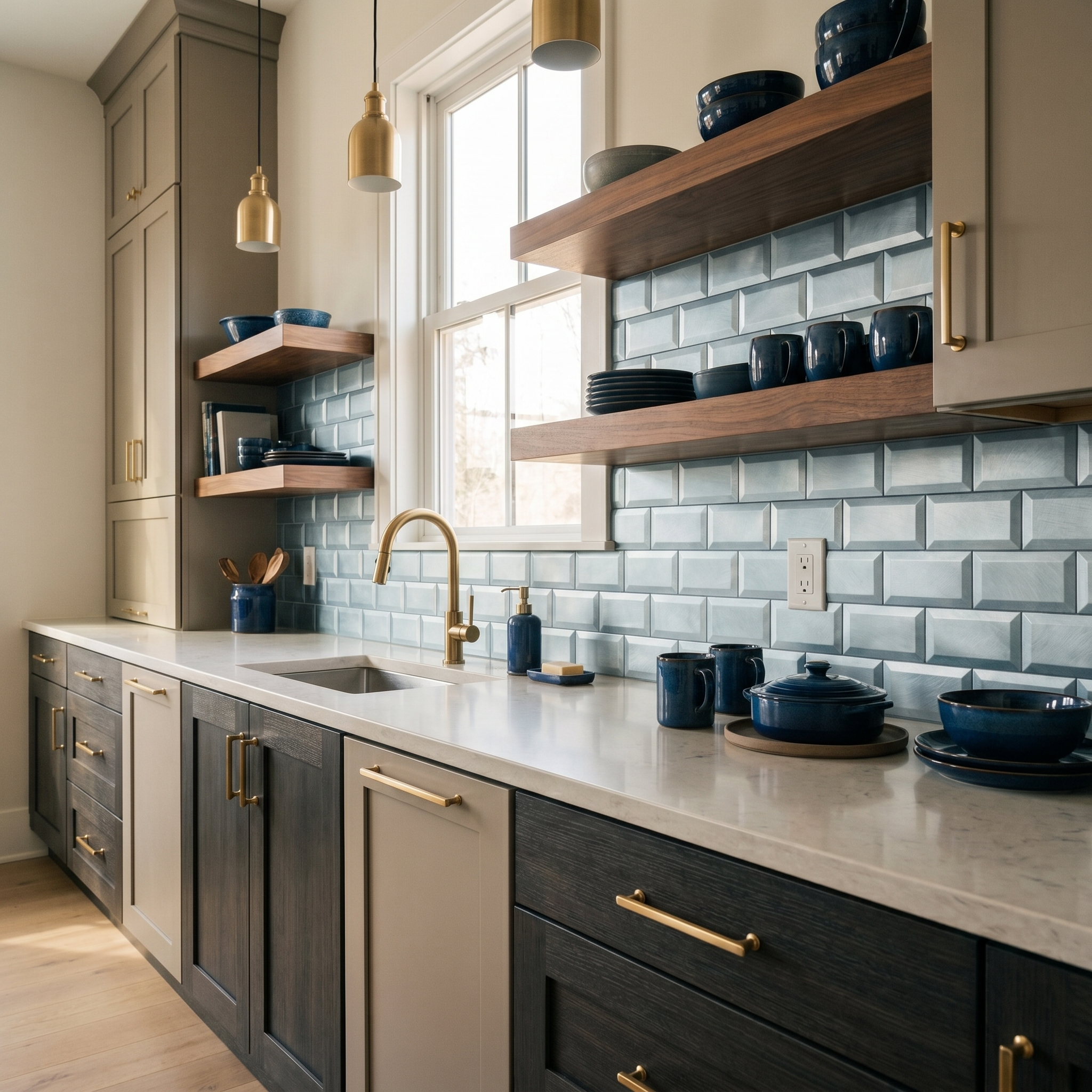 Peel and Stick Backsplash | Subway 3D Blue | 12.01×12.01"