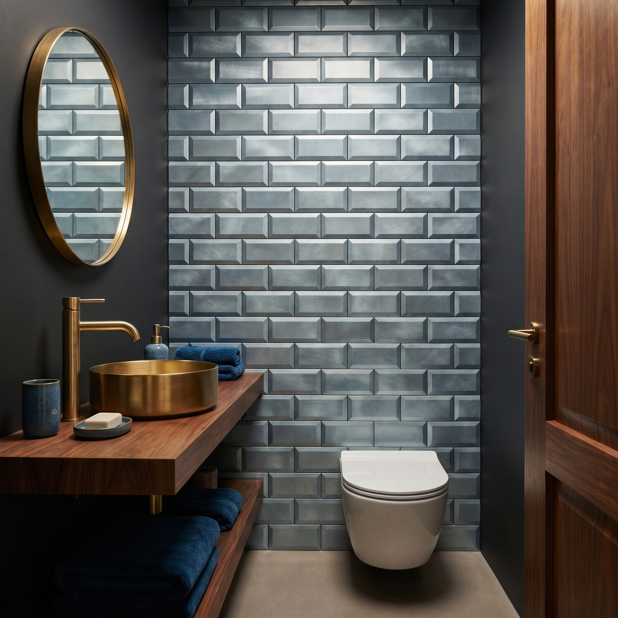 Peel and Stick Backsplash | Subway 3D Blue | 12.01×12.01"
