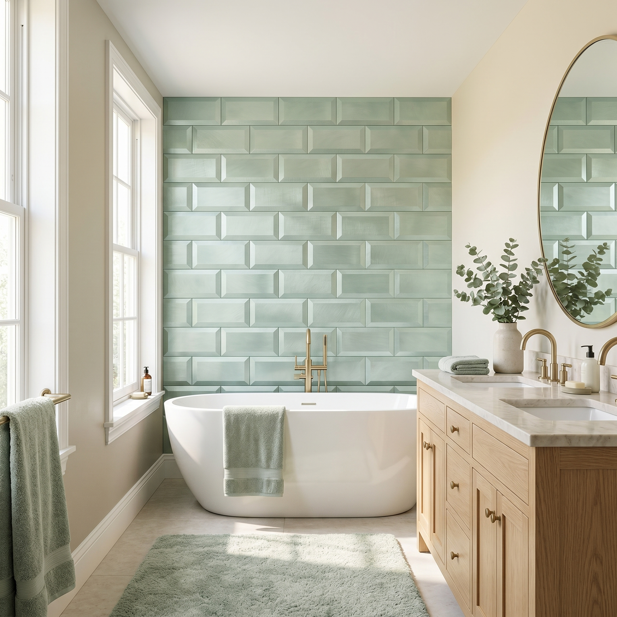 Peel and Stick Backsplash | Subway 3D Pastel Green | 12.01×12.01"
