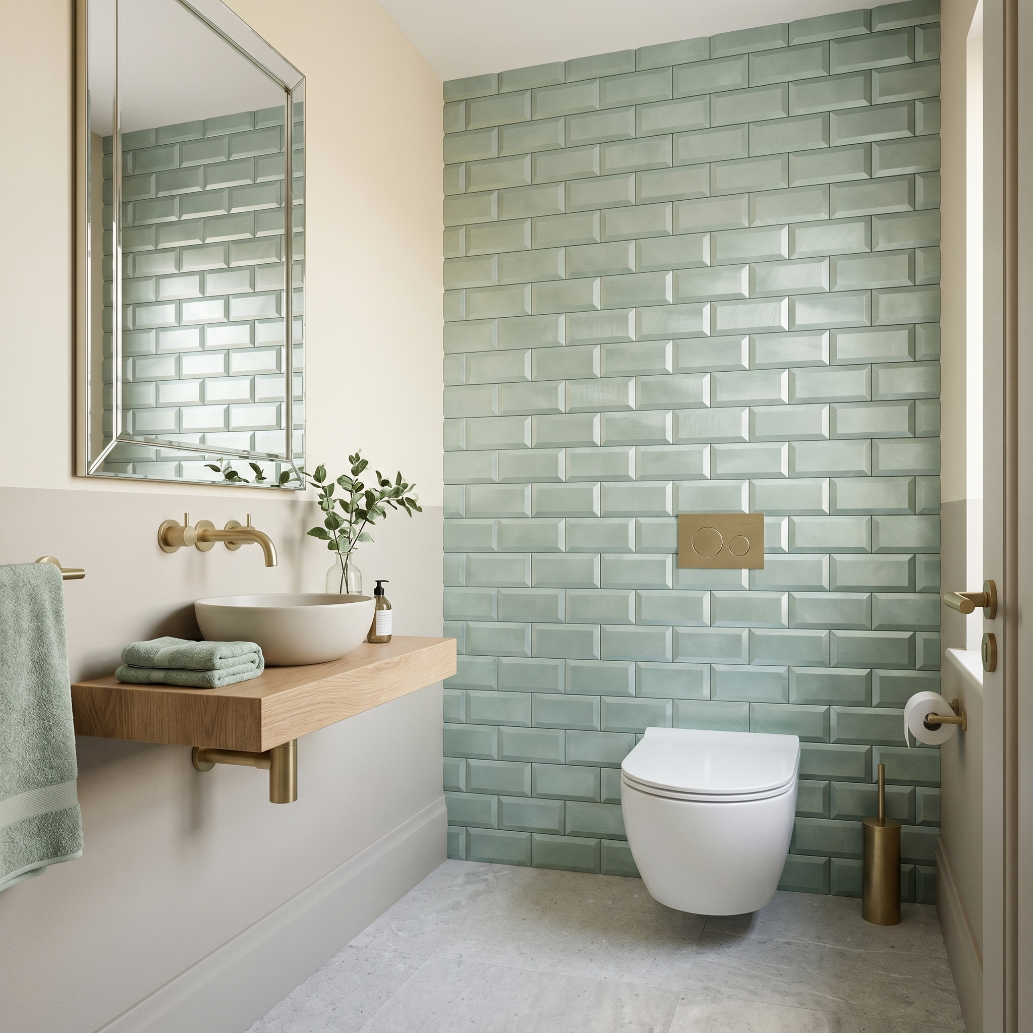 Peel and Stick Backsplash | Subway 3D Pastel Green | 12.01×12.01"