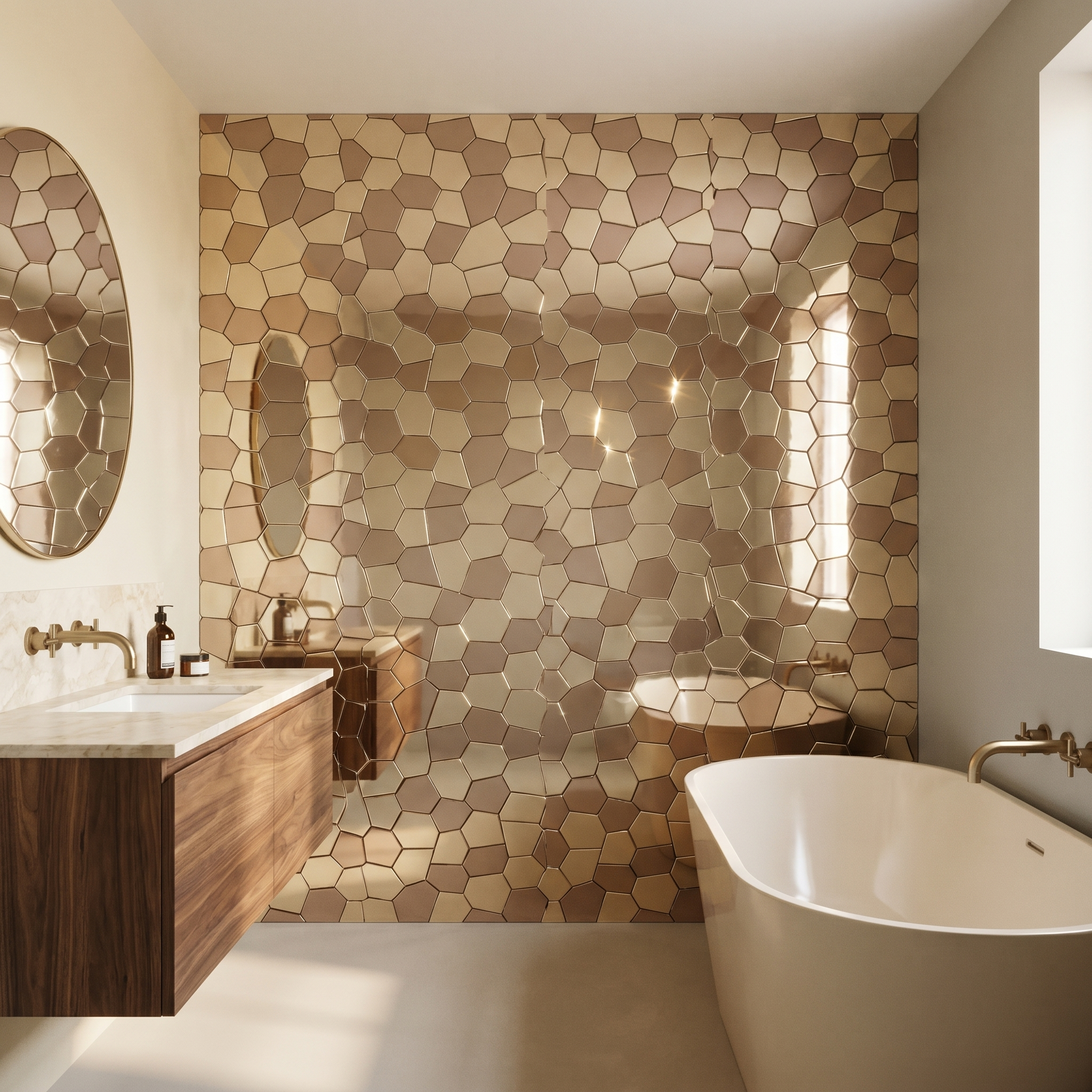 Peel and Stick Backsplash | Polygon Gold | 11.81×10.31"