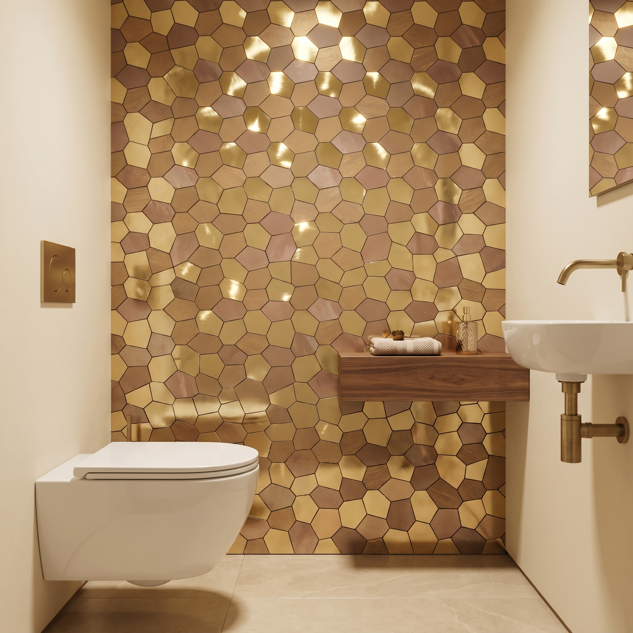 Peel and Stick Backsplash | Polygon Gold | 11.81×10.31"