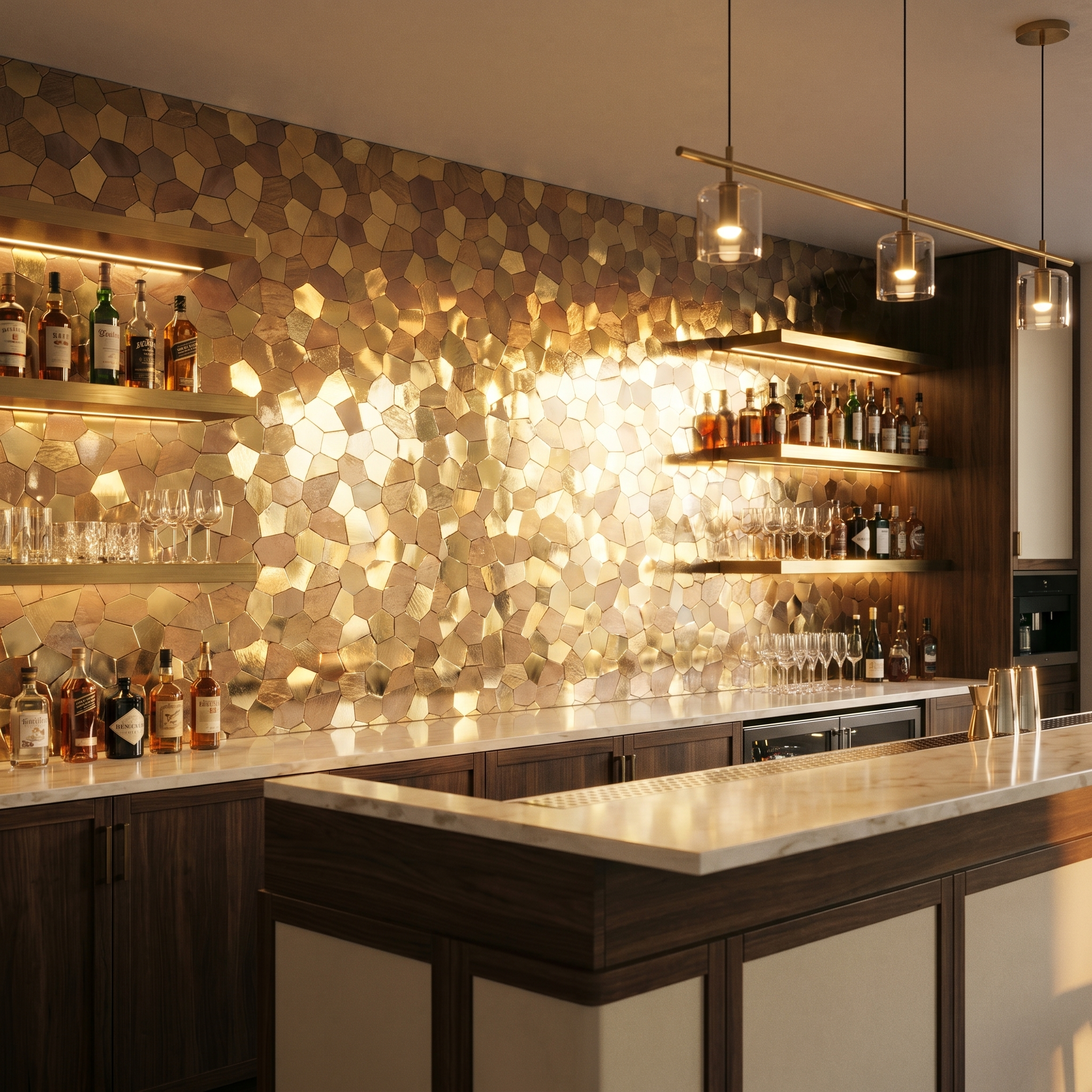Peel and Stick Backsplash | Polygon Gold | 11.81×10.31"
