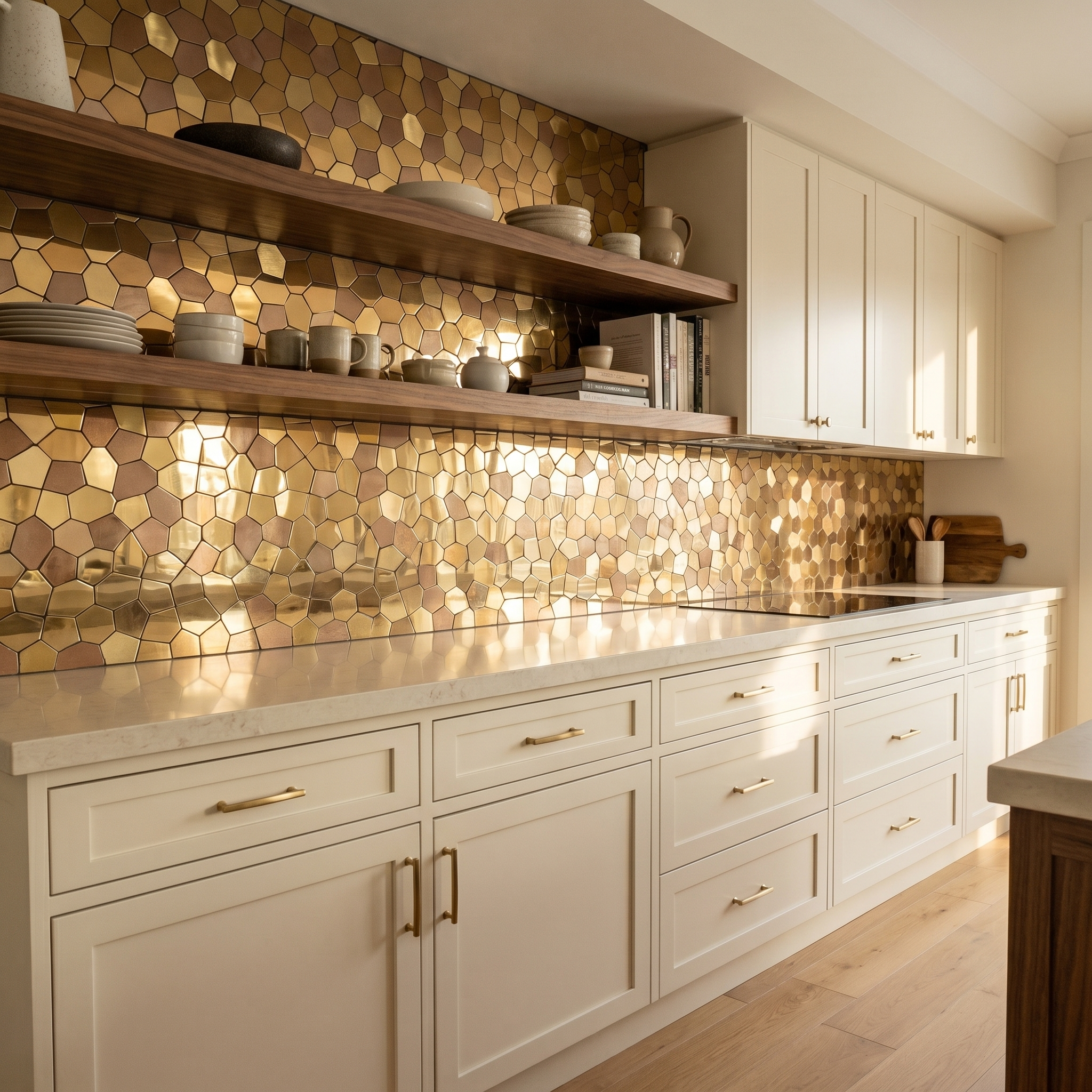 Peel and Stick Backsplash | Polygon Gold | 11.81×10.31"