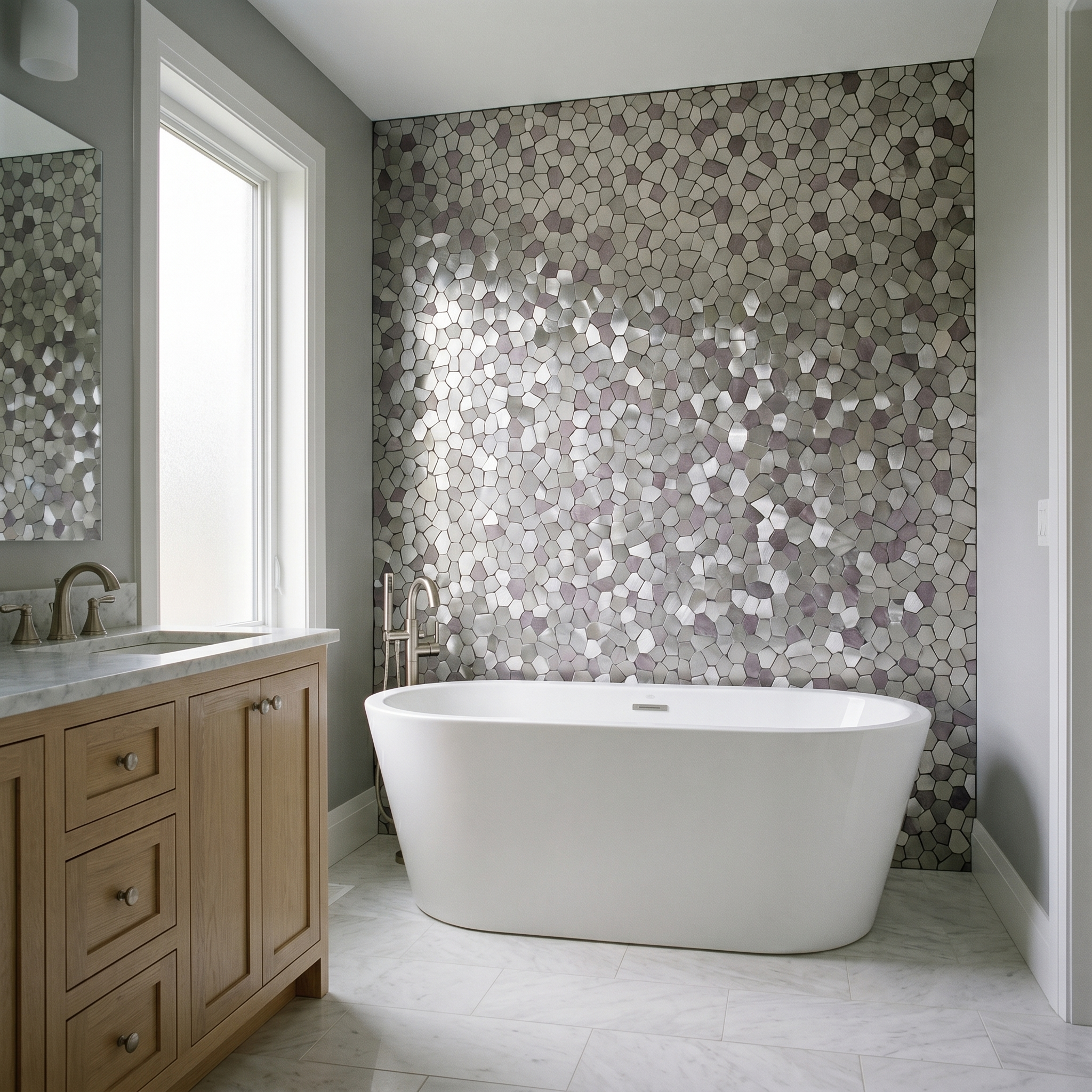 Peel and Stick Backsplash | Polygon Gray | 11.81×10.31"