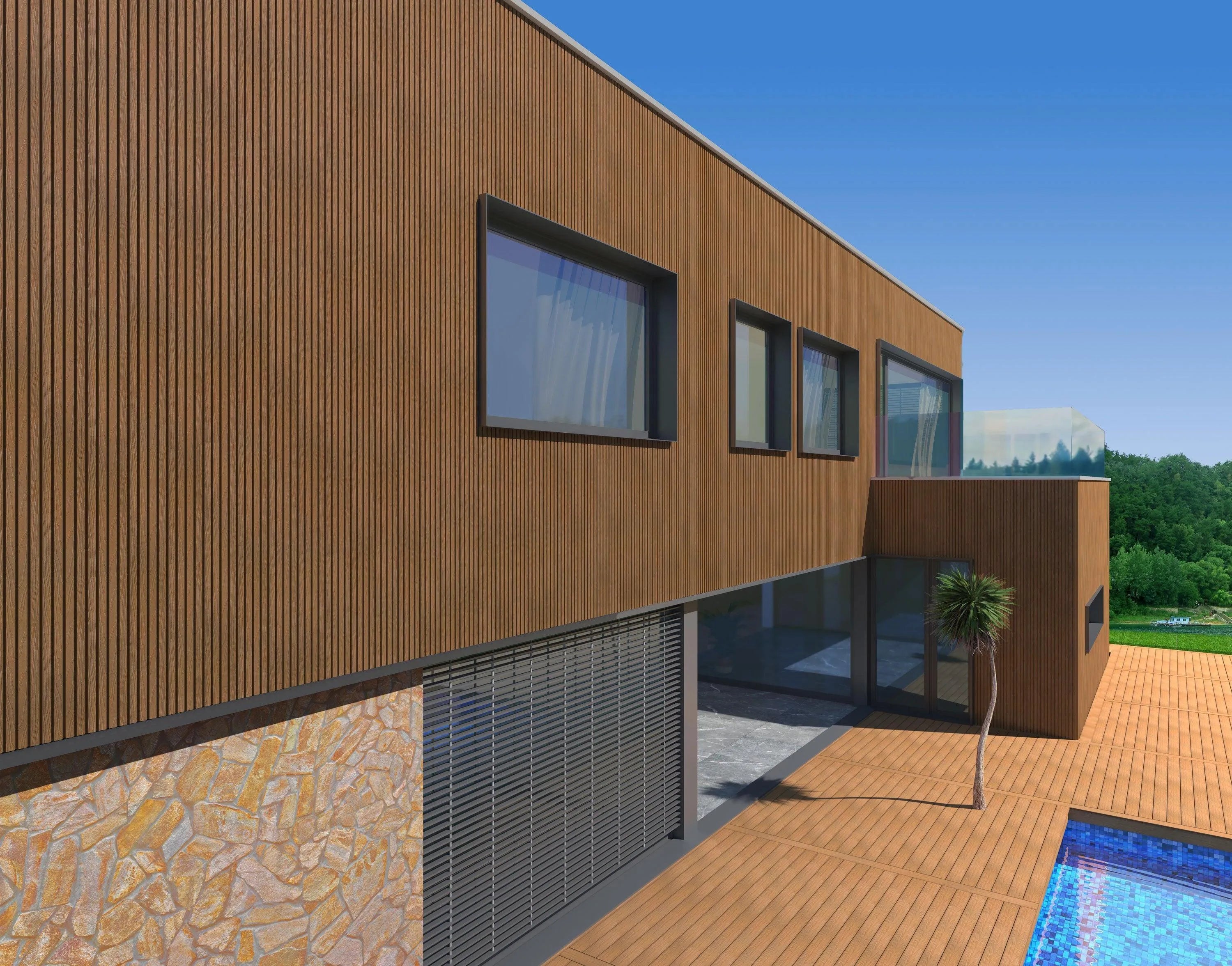 Exterior Wall Panel Oak 94.5" | Garden | 3D Wood Grain