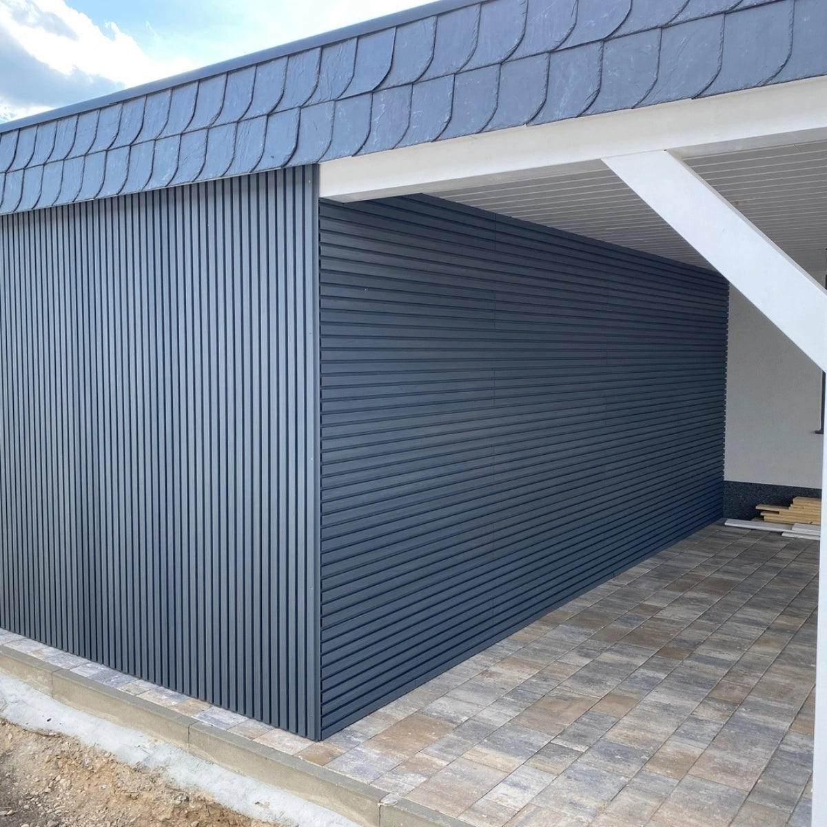 Exterior Wall Panel Stone Gray 94.5" | Garden | 3D Wood Grain
